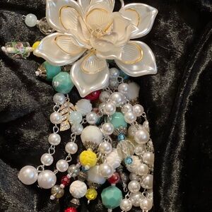 Elegant Floral Pearl Beaded Charm